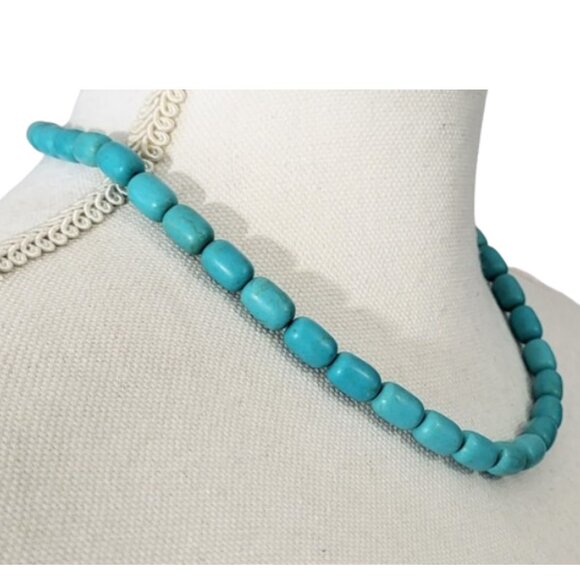 Silver Metal Indian Earrings & Blue Beaded Choker Necklace - 2-Piece Set - Picture 8 of 10